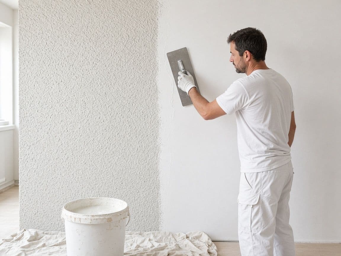 Pared emplasteciéndose antes de pintar